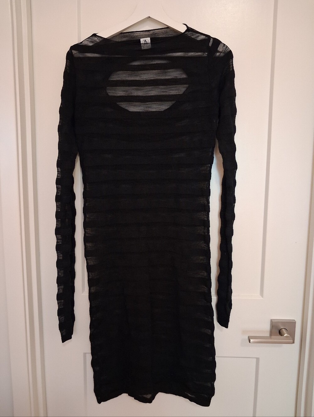 1Xblue Sheer Striped Bodycon Dress